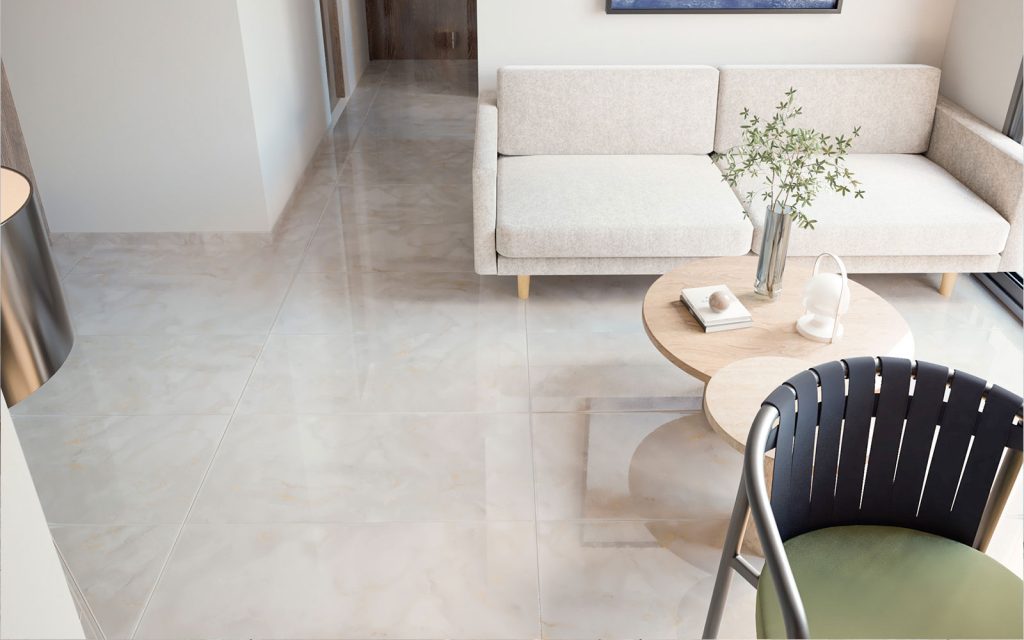 Piso continuo en sala que amplía visualmente el espacio