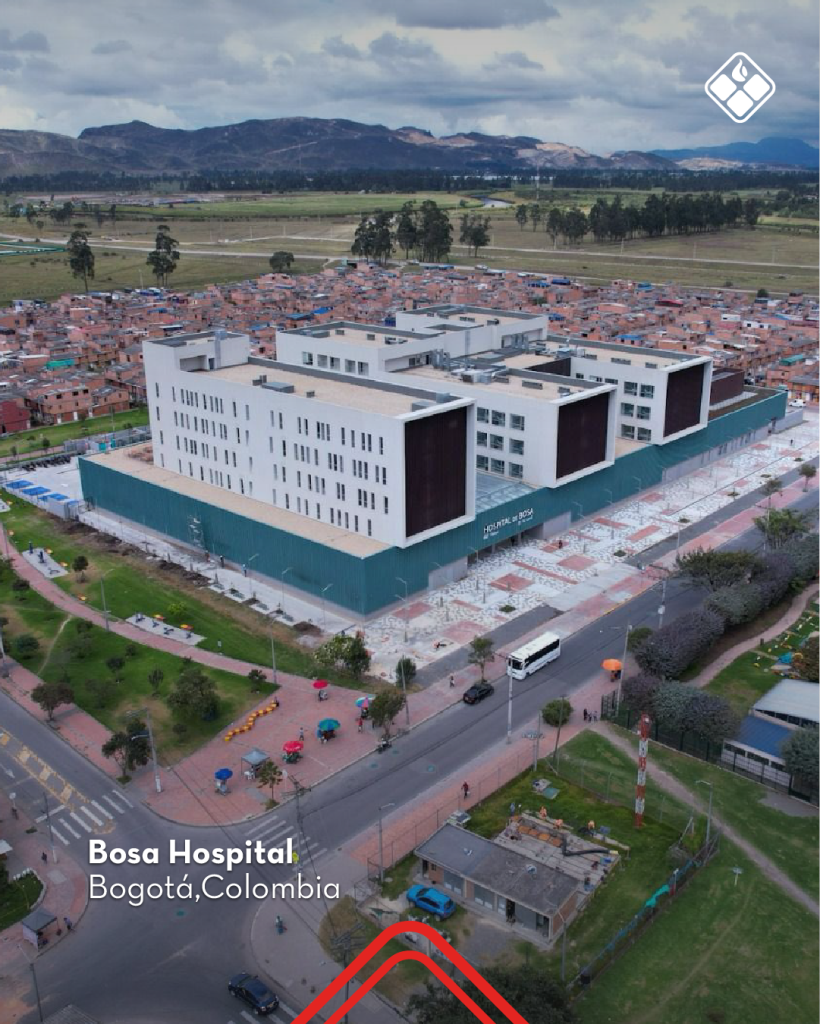Hospital de Bosa en Bogotá con aplicación de materiales cerámicos para hospitales de alto tráfico