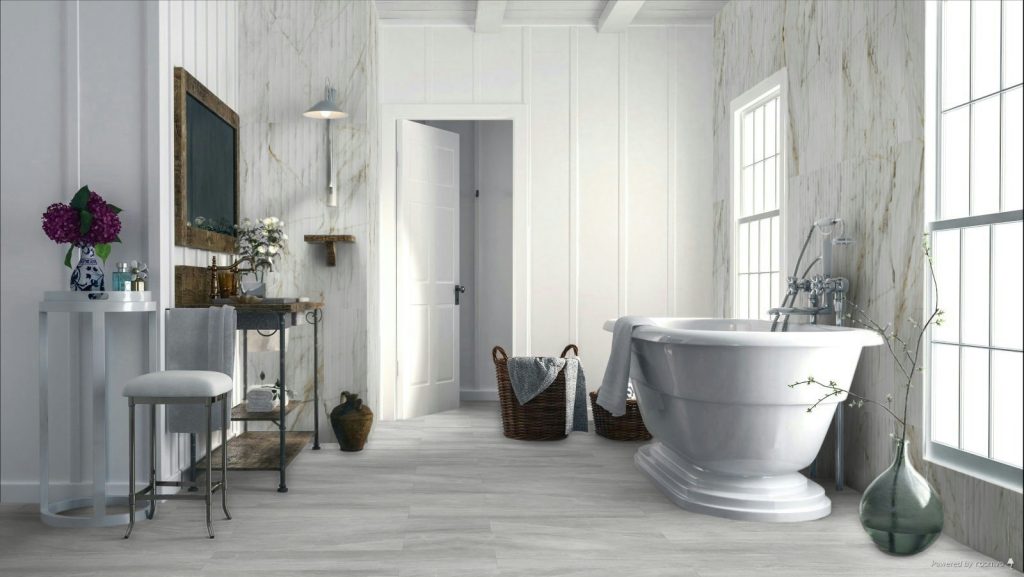 revestimiento tipo piedra para baños en ambiente luminoso y elegante